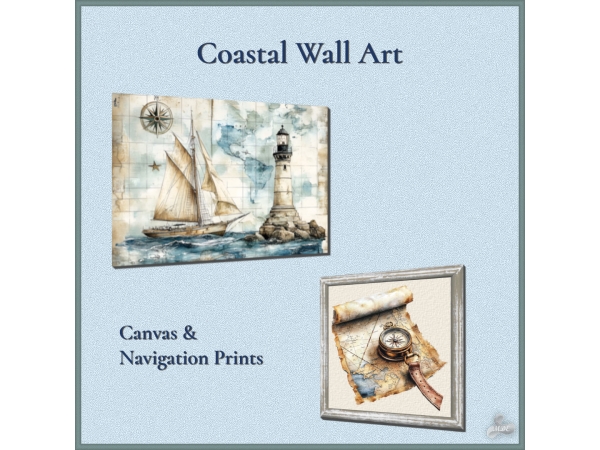 Maxis Match July Coastal Wall Art - The Sims 4 Custom Content