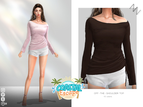 Alpha OFF THE SHOULDER TOP by ZNsims - The Sims 4 Custom Content