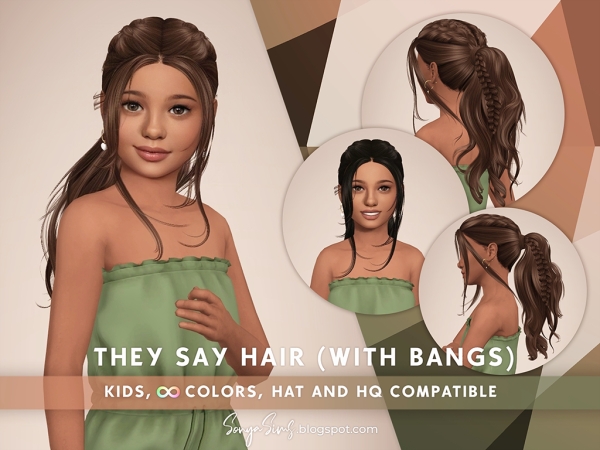 Alpha They Say Hair Kids Bangs Version - The Sims 4 Custom Content