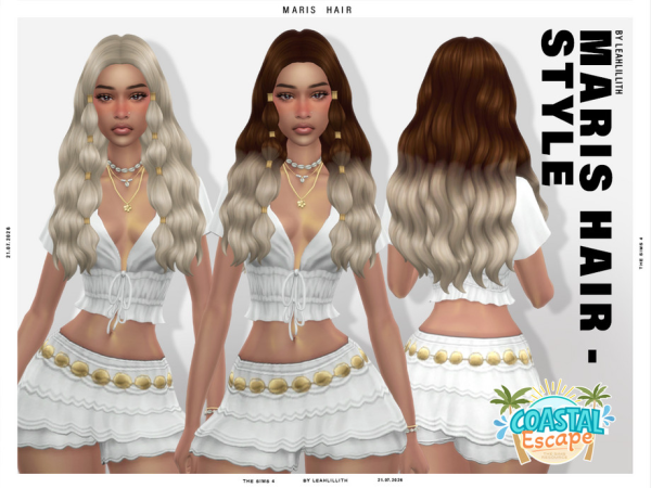 Maxis Match Coastal Escape Maris Bubble Braid Hairstyle by Leah_Lillith - The Sims 4 Custom Content