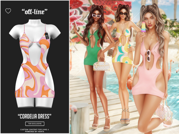 Alpha Off Line Cordelia Dress Patreon Exclusive by VentaStudio - The Sims 4 Custom Content