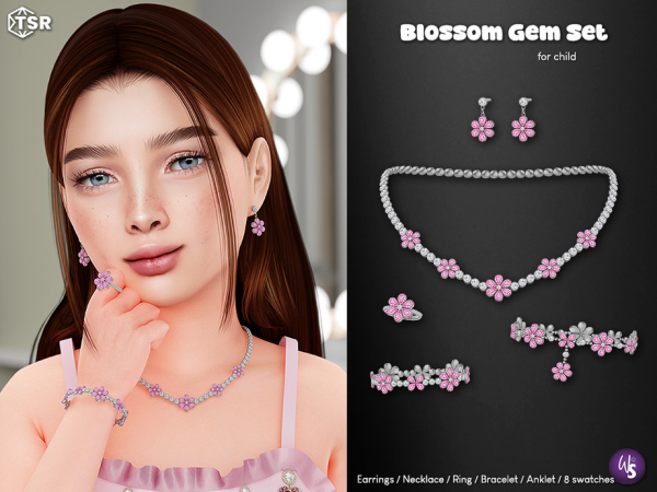 Alpha Blossom Gem Jewelry Set for child - The Sims 4 Custom Content