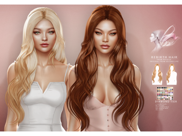 Alpha REBIRTH HAIR by BoatAom - The Sims 4 Custom Content