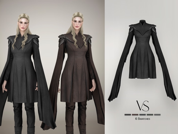 Alpha Khaleesi Outfit 1 Jacket with Cloak - The Sims 4 Custom Content