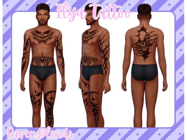 Alpha RavenBlends Ilya Tattoo - The Sims 4 Custom Content