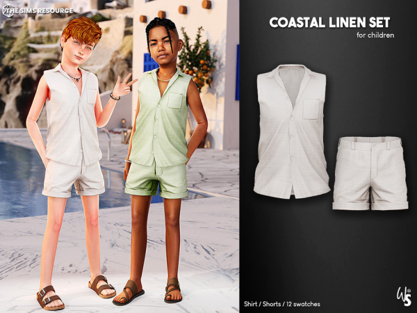 Alpha Coastal Linen Set for children - The Sims 4 Custom Content