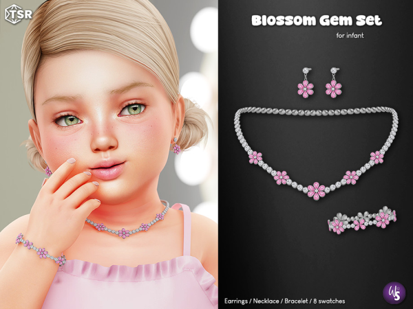 Alpha Blossom Gem Jewelry Set for infant - The Sims 4 Custom Content