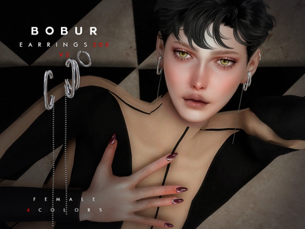 Alpha Chroma Cuffs Earrings Set by Bobur2 - The Sims 4 Custom Content
