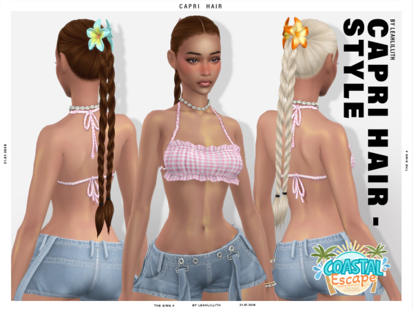 Maxis Match Coastal Escape Capri Twist Braid Hairstyle by Leah_Lillith - The Sims 4 Custom Content