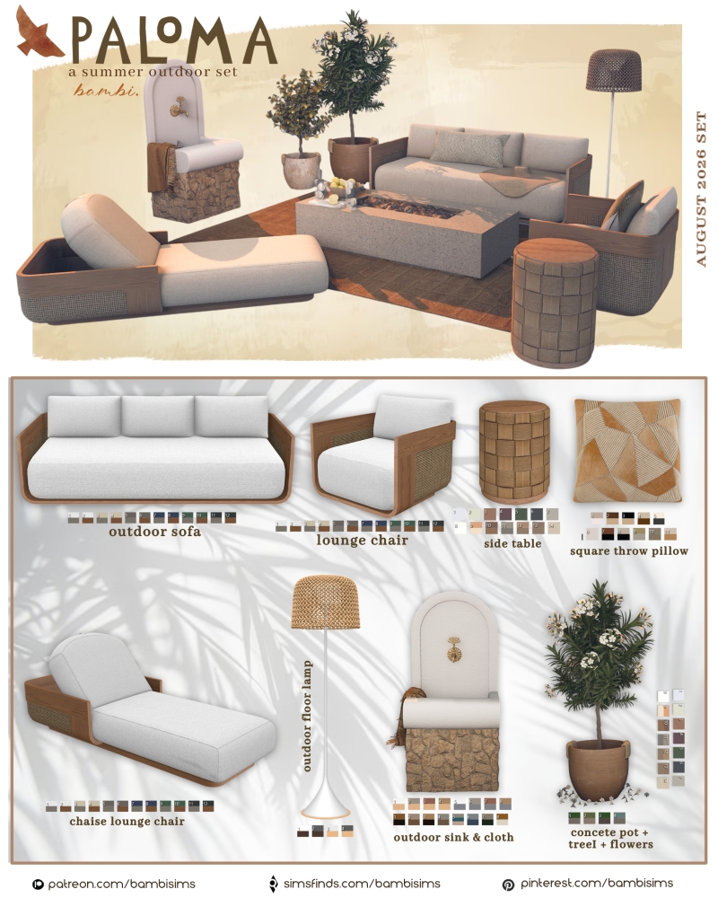 Alpha paloma summer outdoor set by bambisims - The Sims 4 Custom Content