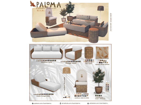 Alpha paloma summer outdoor set - The Sims 4 Custom Content