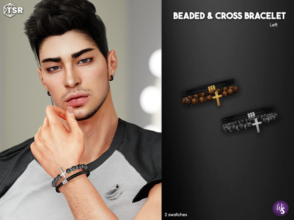 Alpha Beaded and Cross Bracelet left - The Sims 4 Custom Content