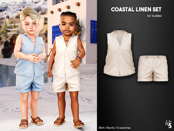 Alpha Coastal Linen Set fo toddler - The Sims 4 Custom Content