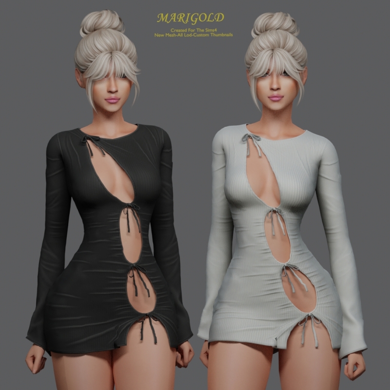 Alpha MARIGOLD TS4_MARIA DRESS by marigoldsims - The Sims 4 Custom Content