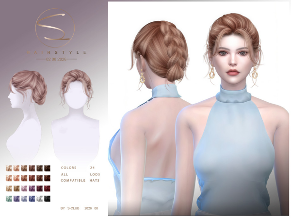 Alpha S CLUB Braid updo HAIRSTYLE Club by S - The Sims 4 Custom Content