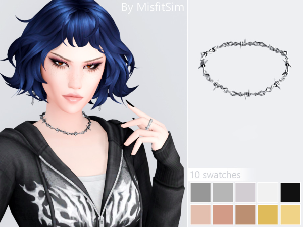 Maxis Match Barbed Wire Chocker for female by MisfitSim_ - The Sims 4 Custom Content