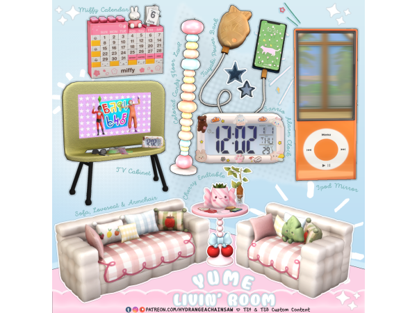 Maxis Match Yume Living Room by hydrangeachainsaw - The Sims 4 Custom Content