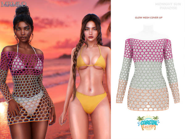Alpha PATREON Midnight Sun Paradise Collection Glow Mesh Cover Up by Mermalade - The Sims 4 Custom Content
