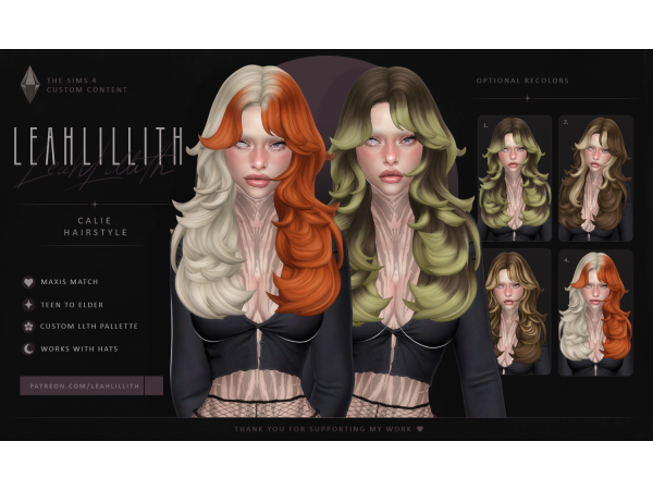 Maxis Match Calie Hairstyle by leahlillith - The Sims 4 Custom Content