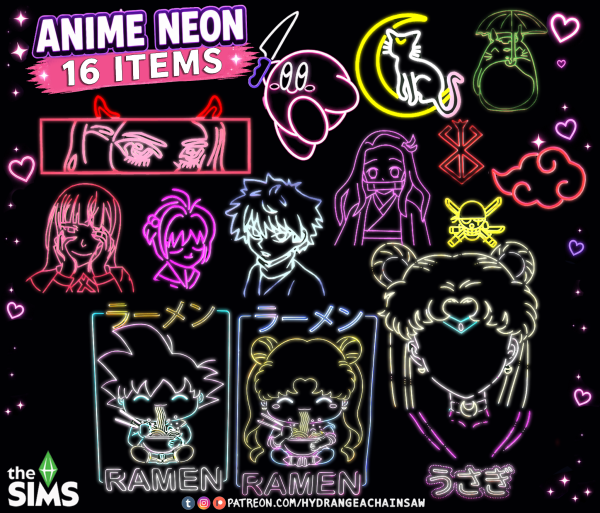 Mix Anime Neon by simsfinds - The Sims 4 Custom Content