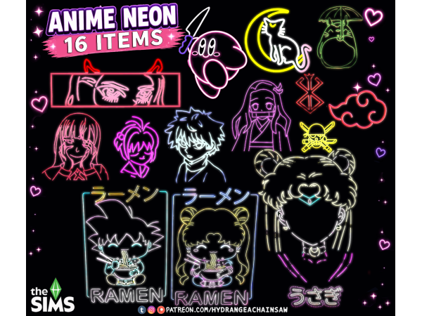 Mix Anime Neon by hydrangeachainsaw - The Sims 4 Custom Content