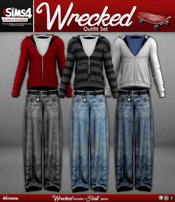 Alpha Wrecked Outfit Set by simsfinds - The Sims 4 Custom Content
