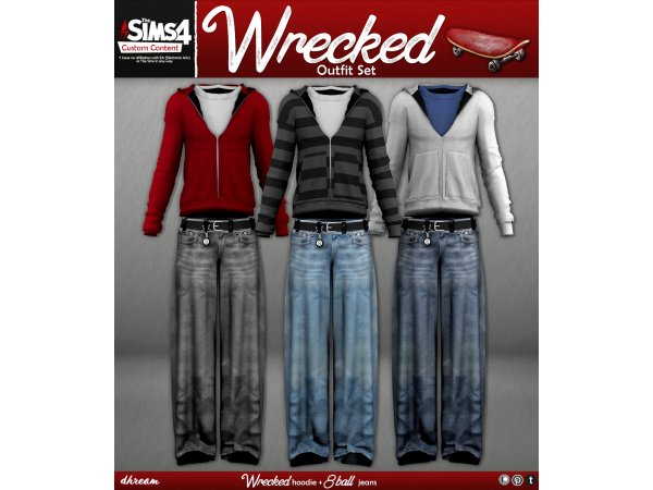 Alpha Wrecked Outfit Set by dhream - The Sims 4 Custom Content