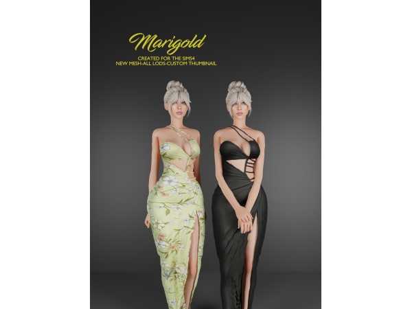 Alpha MARIGOLD SOFIA LONG DRESS - The Sims 4 Custom Content