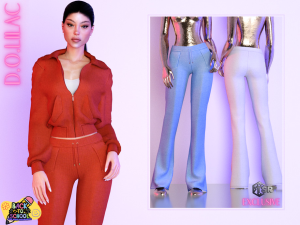 Alpha Rope Detailed Flare Sweatpants Set DO0511 by DOLilac - The Sims 4 Custom Content