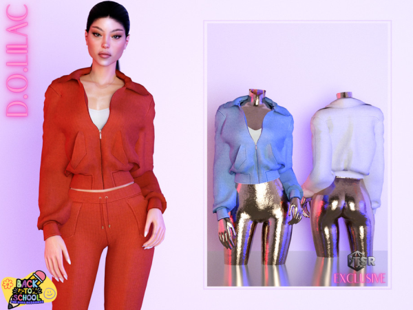 Alpha Cotton Puffer Bomber Jacket Set DO0510 by DOLilac - The Sims 4 Custom Content