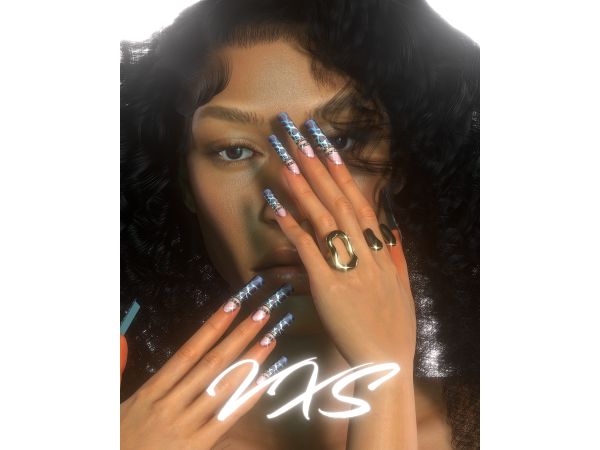Alpha Icy blue heart tips by VikaXSkull - The Sims 4 Custom Content