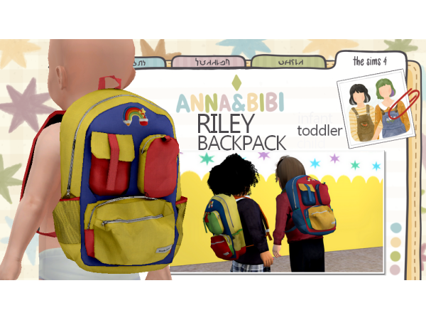 Mix Riley Backpack TODDLER [AnnaBibi] - The Sims 4 Custom Content