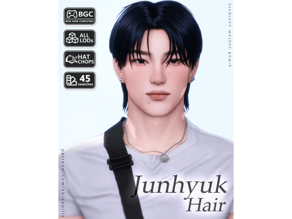 Maxis Match Junhyuk Hair by xbluepillx - The Sims 4 Custom Content