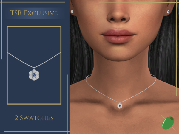 Alpha Sapphire Dainty Flower Necklace - The Sims 4 Custom Content