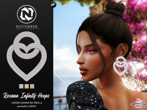 Alpha November Rosana Infinity Hoops (Patreon Exclusive) by VentaStudio - The Sims 4 Custom Content