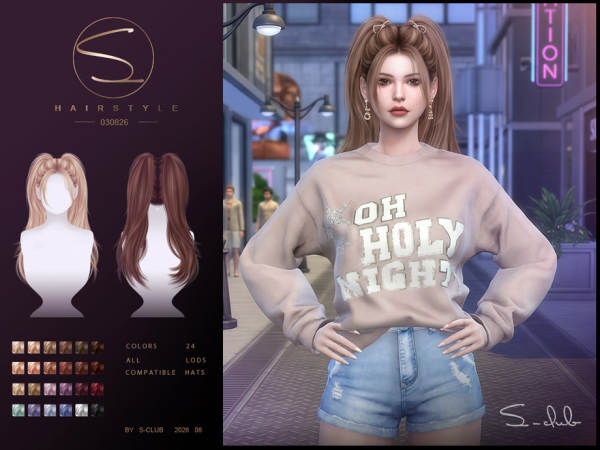 Alpha S CLUB Double Ponytail HAIR Club by S - The Sims 4 Custom Content
