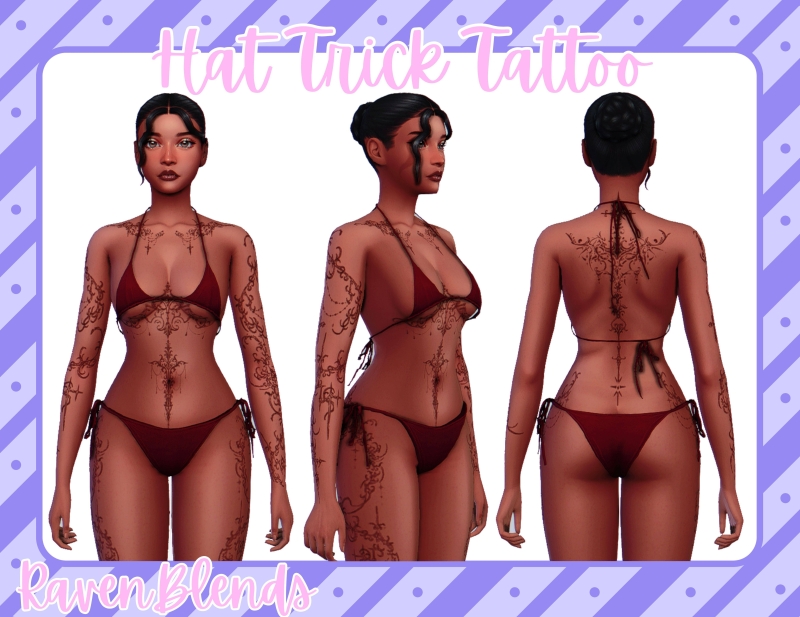 Alpha RavenBlends Hat Trick Tattoo by ravenblends - The Sims 4 Custom Content