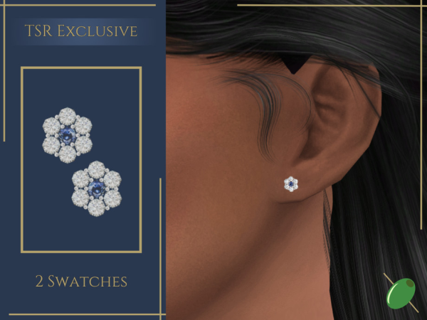 Alpha Sapphire Dainty Flower Studs - The Sims 4 Custom Content