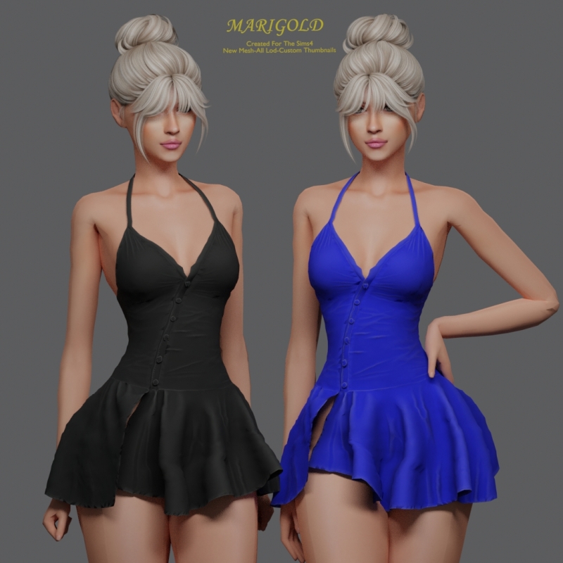 Alpha MARIGOLDTS4_SANSAN DRESS by marigoldsims - The Sims 4 Custom Content