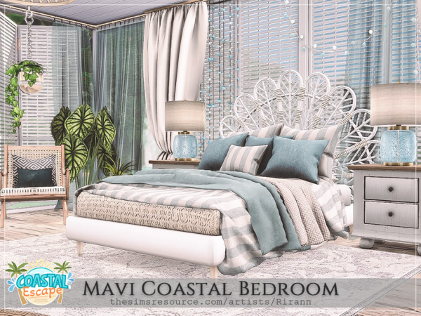 Sims 4 Alpha Ambientes CC: Mavi Coastal Bedroom