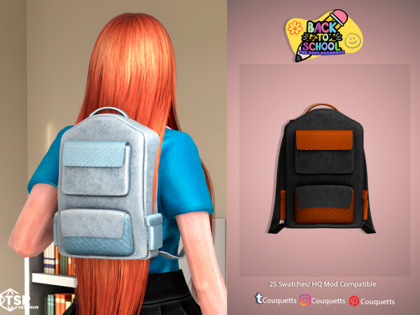 Alpha Back To Scholl Back Pack 01 by couquett - The Sims 4 Custom Content