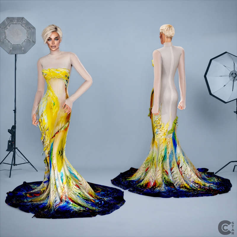 Alpha Abstract Illusion Mermaid Gown cool_content_star by cool_content_star - The Sims 4 Custom Content