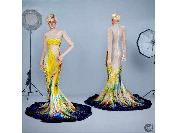 Alpha Abstract Illusion Mermaid Gown cool_content_star - The Sims 4 Custom Content