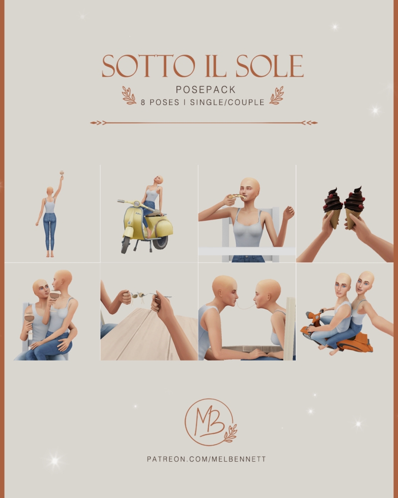 Mix Sotto il Sole Posepack by melbennett - The Sims 4 Custom Content