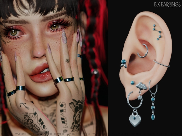 Mix Bix earrings - The Sims 4 Custom Content