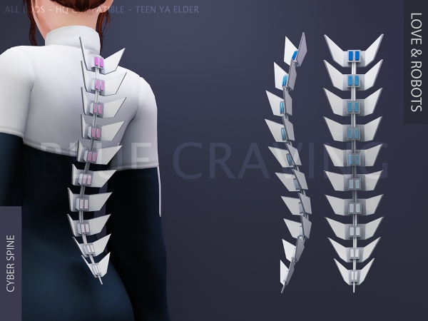 Alpha Blue Craving Cyber Spine - The Sims 4 Custom Content