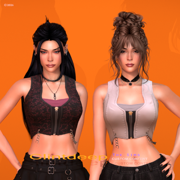 Alpha Clintdeep Sarah Crop Top Vest by clintdeep - The Sims 4 Custom Content