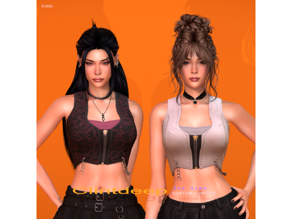 Alpha Clintdeep Sarah Crop Top Vest - The Sims 4 Custom Content