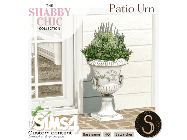 Alpha Sims4Luxury Shabby Chic Patio Urn - The Sims 4 Custom Content