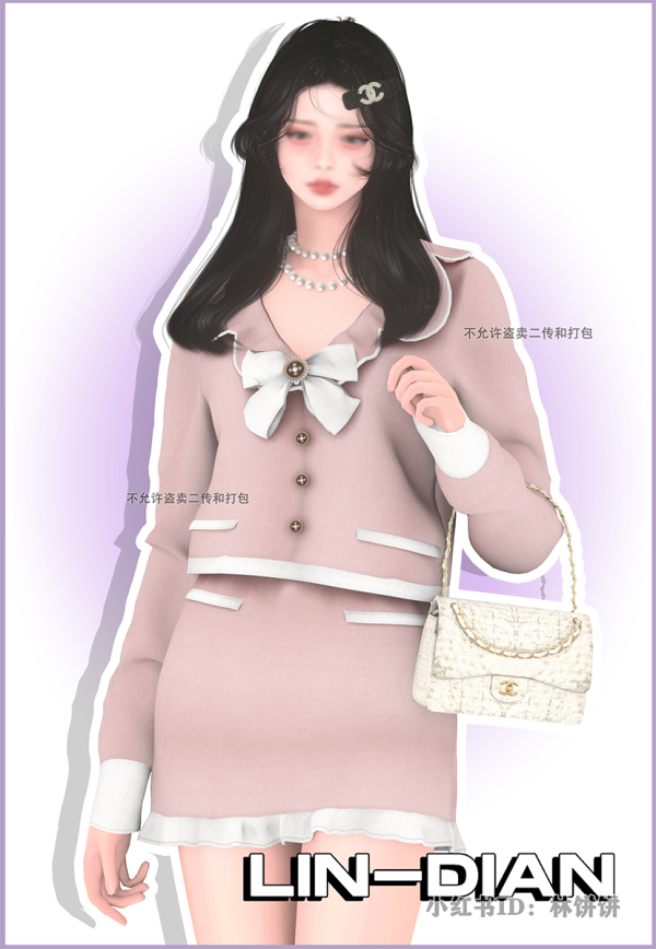 Alpha LIN DIAN Two piece set with ruffled edges suits by simsfinds - The Sims 4 Custom Content